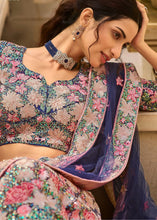 Laden Sie das Bild in den Galerie-Viewer, Navy Blue Soft Net Lehenga Choli with Thread, Sequins &amp; Zarkan work