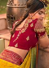 Load image into Gallery viewer, Pineapple Yellow Woven Banarasi Silk Saree with Embroidered Blouse