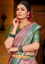 Load image into Gallery viewer, Carnation Pink Zari Woven Kanjivaram Silk Saree with Contrast Border &amp; Pallu