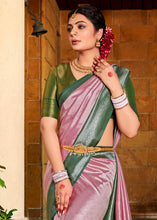 Load image into Gallery viewer, Carnation Pink Zari Woven Kanjivaram Silk Saree with Contrast Border &amp; Pallu