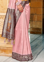 Load image into Gallery viewer, Baby Pink Zari Woven Kanjivaram Silk Saree with Contrast Border &amp; Pallu