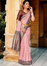 Load image into Gallery viewer, Baby Pink Zari Woven Kanjivaram Silk Saree with Contrast Border &amp; Pallu