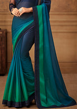 Load image into Gallery viewer, Shades Of Blue Designer Embroidered Chiffon Silk Saree with Sequence work