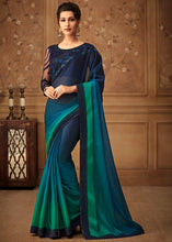 Load image into Gallery viewer, Shades Of Blue Designer Embroidered Chiffon Silk Saree with Sequence work