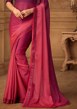 Load image into Gallery viewer, Pink &amp; Purple Designer Embroidered Chiffon Silk Saree with Sequence work