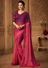 Load image into Gallery viewer, Pink &amp; Purple Designer Embroidered Chiffon Silk Saree with Sequence work