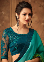 Load image into Gallery viewer, Shades Of Green Designer Embroidered Chiffon Silk Saree with Sequence work