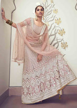 Load image into Gallery viewer, Dusty Pink Net Lehenga Choli with Floral Embroidery,Jarkan, Zari &amp; Mirror work