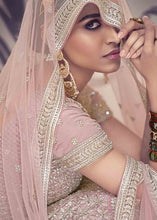 Load image into Gallery viewer, Dusty Pink Net Lehenga Choli with Floral Embroidery,Jarkan, Zari &amp; Mirror work