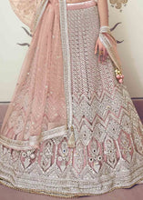 Load image into Gallery viewer, Dusty Pink Net Lehenga Choli with Floral Embroidery,Jarkan, Zari &amp; Mirror work