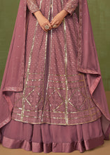 Load image into Gallery viewer, Thulian Pink Georgette Front Slit Cut Lehenga Suit with Embroidery work