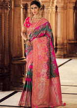 Load image into Gallery viewer, Pink &amp; Purple Woven Banarasi Silk Saree with Embroidered Blouse