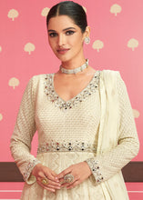 Load image into Gallery viewer, Ivory White Designer Georgette Embroidered Anarkali Suit