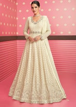 Load image into Gallery viewer, Ivory White Designer Georgette Embroidered Anarkali Suit