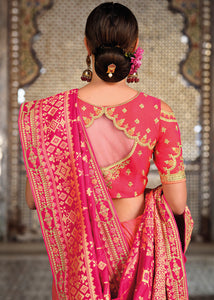 Shades Of Pink Banarasi Silk Saree with Embroidered work