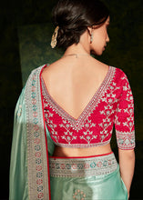 Load image into Gallery viewer, Powder Blue Designer Silk Saree with Contrast Blouse