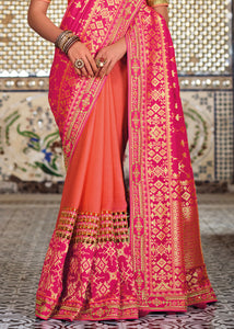 Shades Of Pink Banarasi Silk Saree with Embroidered work