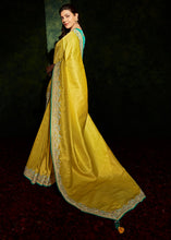 Load image into Gallery viewer, Canary Yellow Designer Silk Saree with Contrast Blouse