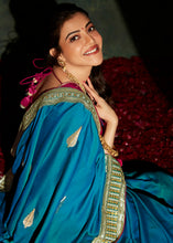 Load image into Gallery viewer, French Blue Designer Silk Saree with Contrast Blouse