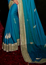 Load image into Gallery viewer, French Blue Designer Silk Saree with Contrast Blouse
