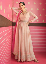 Load image into Gallery viewer, Peach Pink Georgette Embroidered Anarkali Suit