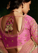 Load image into Gallery viewer, Sage Green Designer Silk Saree with Contrast Blouse