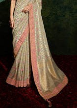 Load image into Gallery viewer, Sage Green Designer Silk Saree with Contrast Blouse