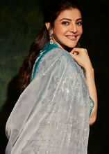 Load image into Gallery viewer, Cloud Grey Designer Silk Saree with Contrast Blouse