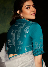 Load image into Gallery viewer, Cloud Grey Designer Silk Saree with Contrast Blouse