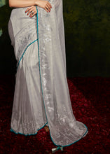 Load image into Gallery viewer, Cloud Grey Designer Silk Saree with Contrast Blouse
