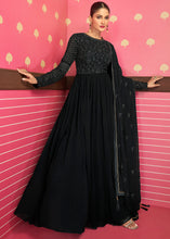 Load image into Gallery viewer, Midnight Black Georgette Embroidered Anarkali Suit