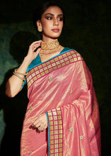 Load image into Gallery viewer, Watermelon Pink Designer Silk Saree with Contrast Blouse