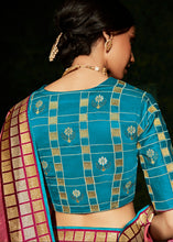 Load image into Gallery viewer, Watermelon Pink Designer Silk Saree with Contrast Blouse