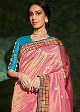 Load image into Gallery viewer, Watermelon Pink Designer Silk Saree with Contrast Blouse