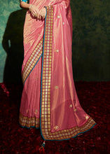 Load image into Gallery viewer, Watermelon Pink Designer Silk Saree with Contrast Blouse