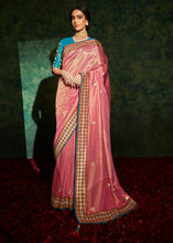 Load image into Gallery viewer, Watermelon Pink Designer Silk Saree with Contrast Blouse