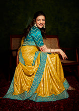Load image into Gallery viewer, Honey Yellow Designer Silk Saree with Contrast Blouse