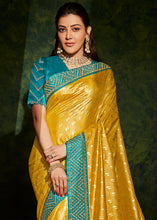 Load image into Gallery viewer, Honey Yellow Designer Silk Saree with Contrast Blouse