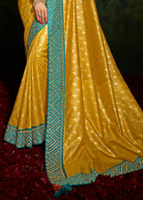 Load image into Gallery viewer, Honey Yellow Designer Silk Saree with Contrast Blouse