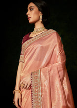 Load image into Gallery viewer, Salmon Pink Designer Silk Saree with Contrast Blouse