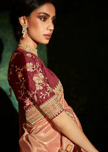 Load image into Gallery viewer, Salmon Pink Designer Silk Saree with Contrast Blouse