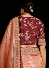 Load image into Gallery viewer, Salmon Pink Designer Silk Saree with Contrast Blouse