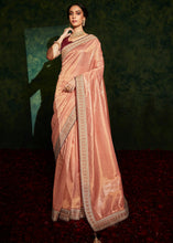 Load image into Gallery viewer, Salmon Pink Designer Silk Saree with Contrast Blouse