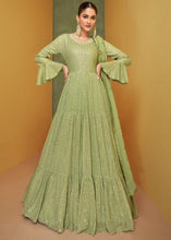 Load image into Gallery viewer, Pastel Green Designer Embroidered Georgette Anarkali Suit