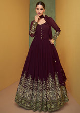 Load image into Gallery viewer, Hickory Brown Designer Embroidered Georgette Anarkali Suit
