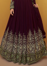 Load image into Gallery viewer, Hickory Brown Designer Embroidered Georgette Anarkali Suit