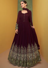 Load image into Gallery viewer, Hickory Brown Designer Embroidered Georgette Anarkali Suit