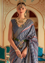 Load image into Gallery viewer, Flint Grey Designer Printed Silk Saree