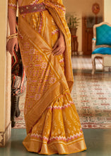Load image into Gallery viewer, Honey Yellow Designer Printed Silk Saree