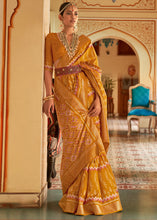 Load image into Gallery viewer, Honey Yellow Designer Printed Silk Saree